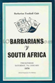 Barbarians v South Africa 1970 rugby  Programme